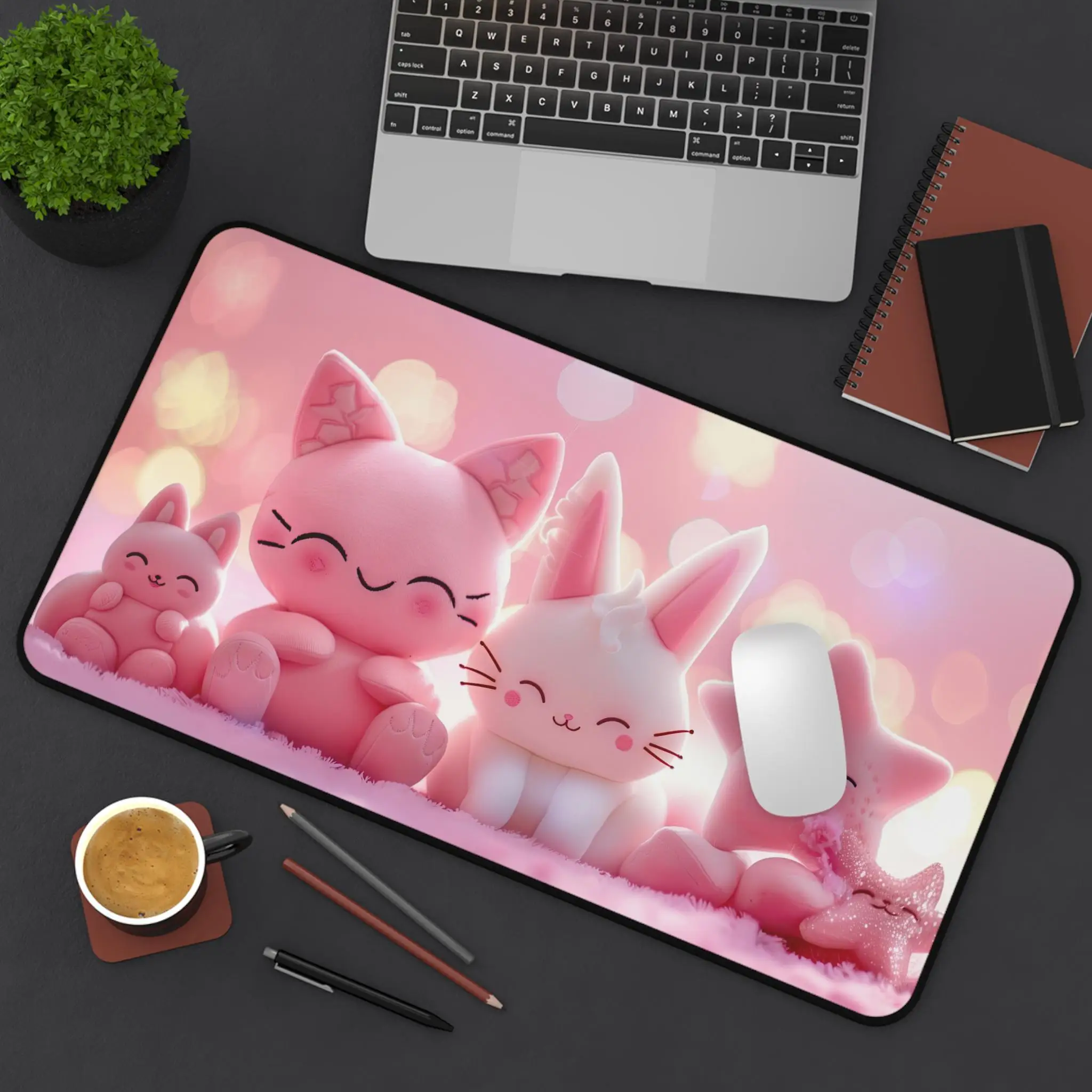 

Adorable Fantasy Desk Mat, Decorated with Cute Pastel-colored Cartoon Characters, Bringing Joy and Whimsy To Your Desk Mouse Pad