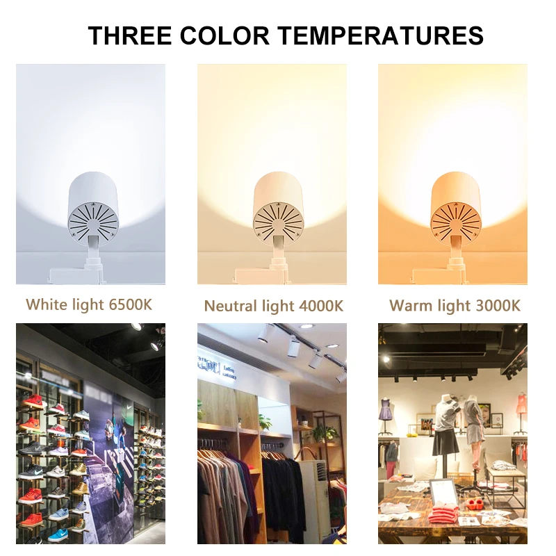 Track Light LED 3 Color COB Spot Led Light Stripe Lighting Set Rail Systems Ceiling Spots Wall Lamp for Kitchen Home Decor 220V