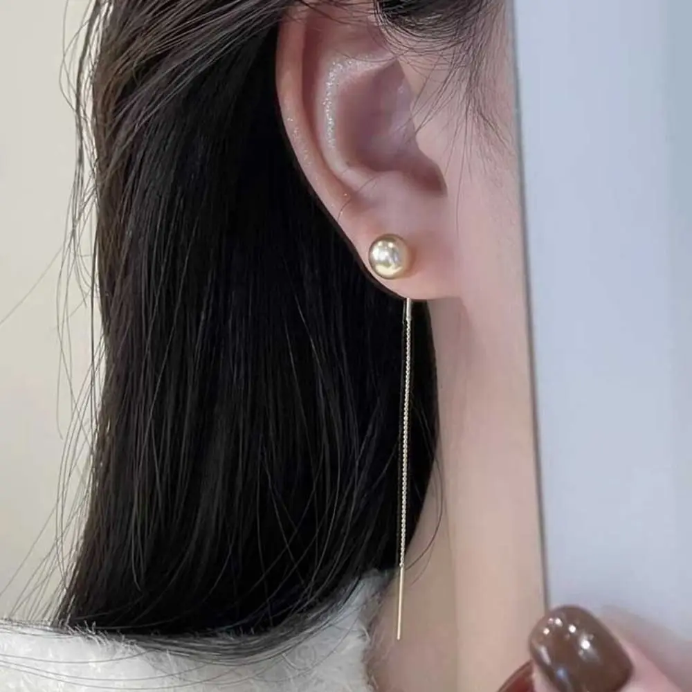 Thread Line Fashion Women Ear Line Luxury 925 Silver Linear Chain Earrings Gift Long Tassel Gold Pearl Stud Earrings Girls