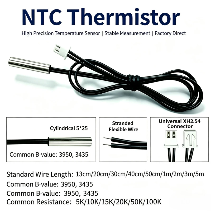 NTC temperature probe 10k digital temperature transducer/sensor 40CM air conditioning waterproof thermal sensor 1%