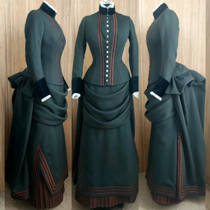 

Индивидуальный пошив: Историческое викторианское платье в клетку для женщин, костюм эпохи Возрождения, платье с пышной юбкой в стиле Гражданской войны