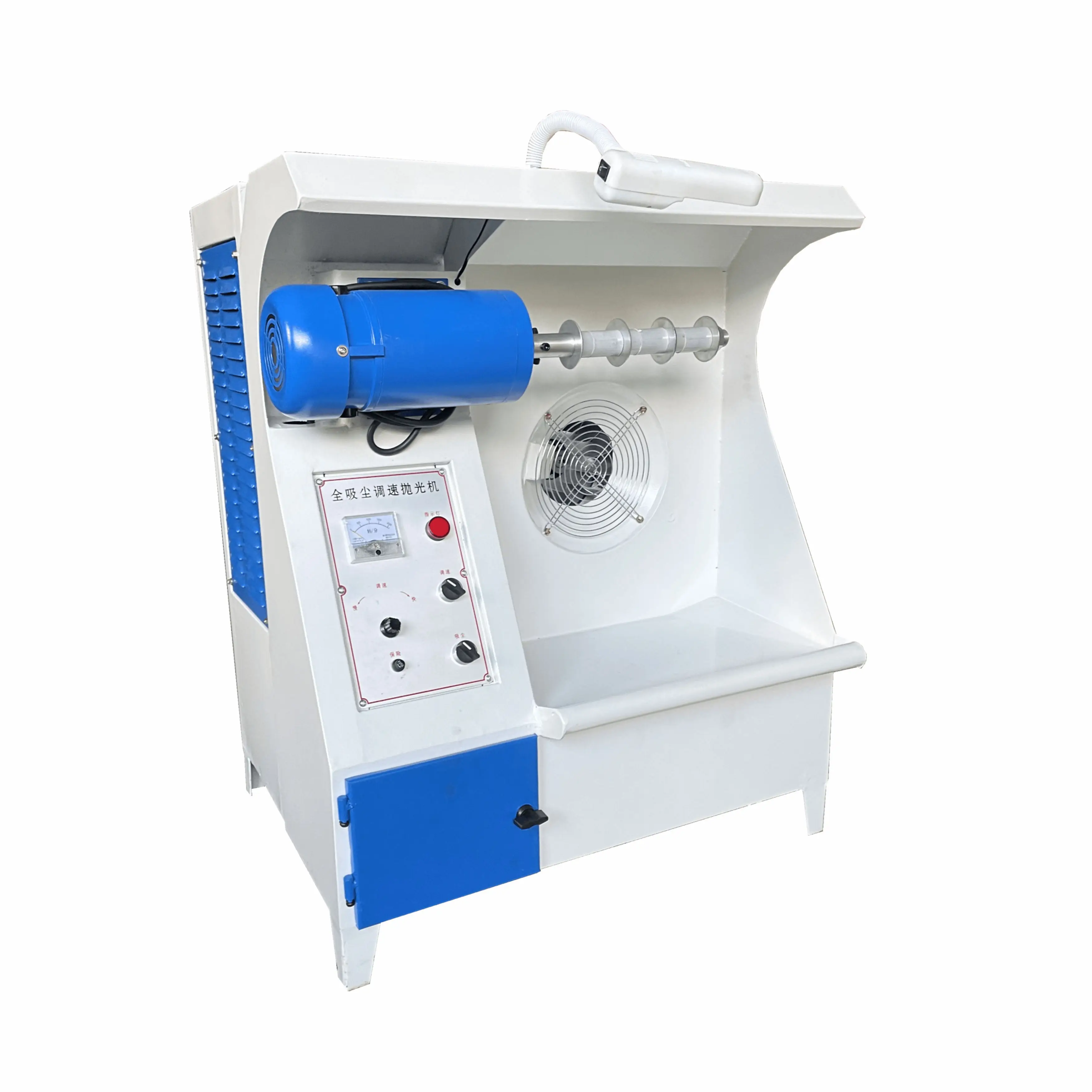 

Industrial shoe polishing machine with adjustable speed for cloth/wool wheels used in shoe production