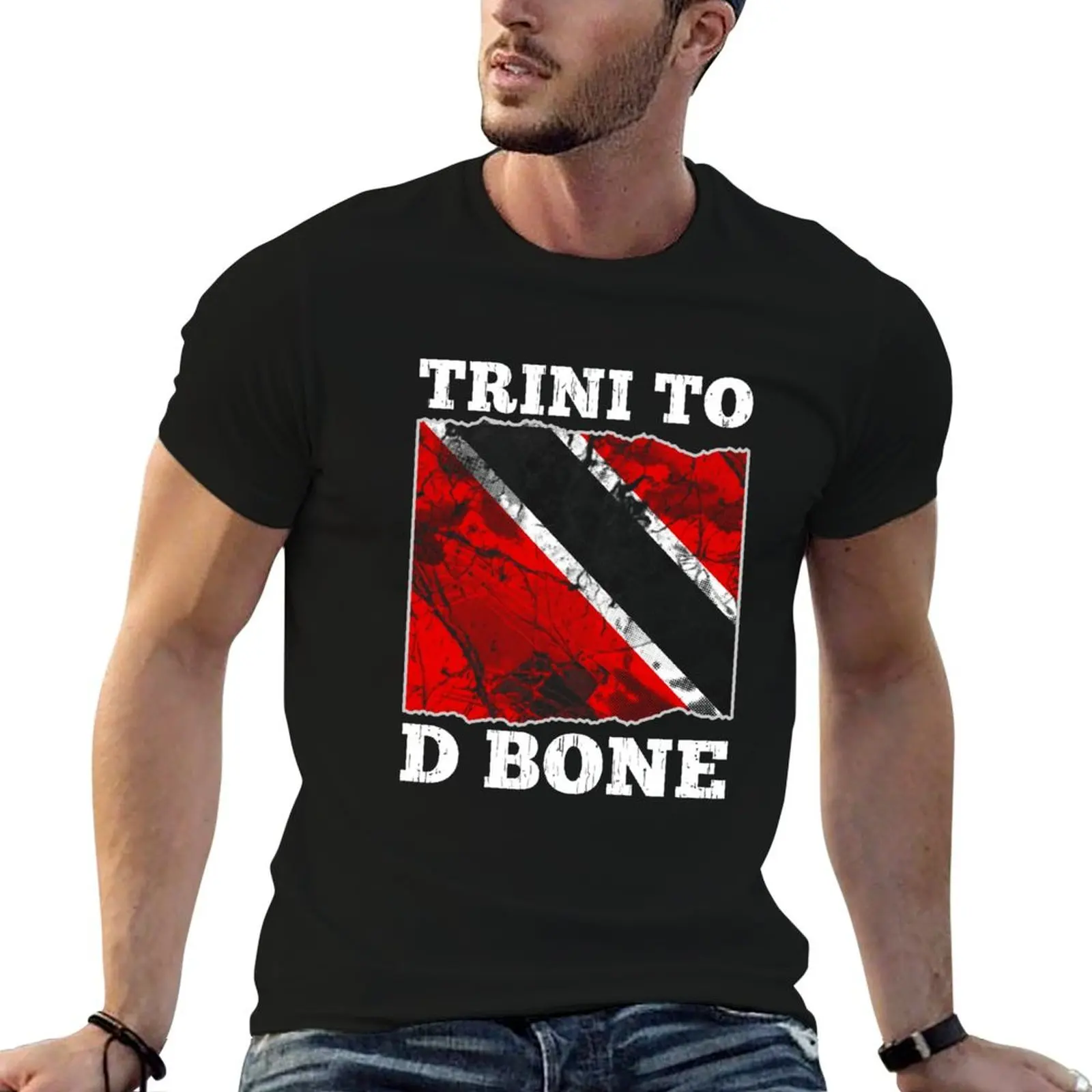 Camiseta con gráfico de la bandera de Trinidad y Tobago Trini To D Bone, camisetas para hombre, camiseta ajustada para hombre, camisetas de diseñador