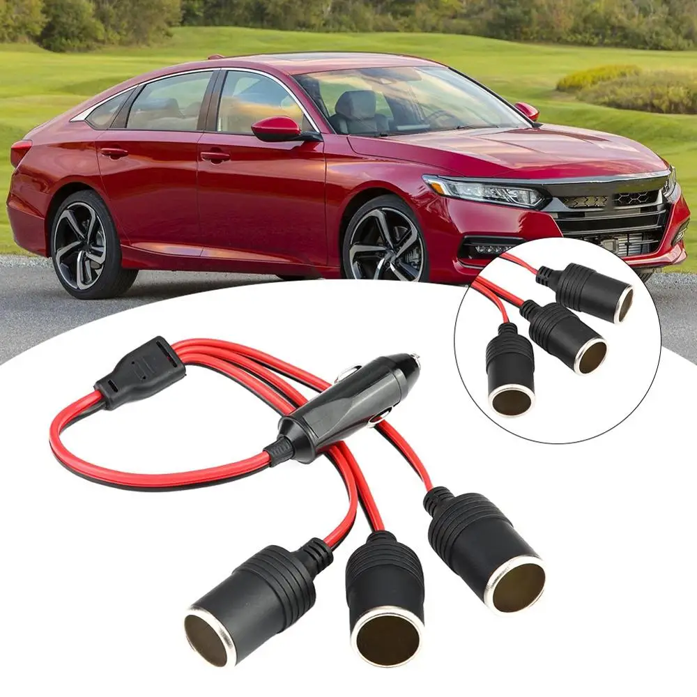 Universal 12-24V 180W With Fuse Black+Red High Power 1 to 3 Way Car Charger Cigarette Lighter Plug Socket Splitter Adapter