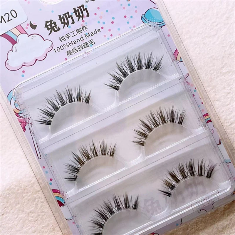 3D Bunch Japanese Fairy Little Devil Cosplay False Eyelashes Segmented Natural Cross Manga Lashes Extension Maquiagem freeship