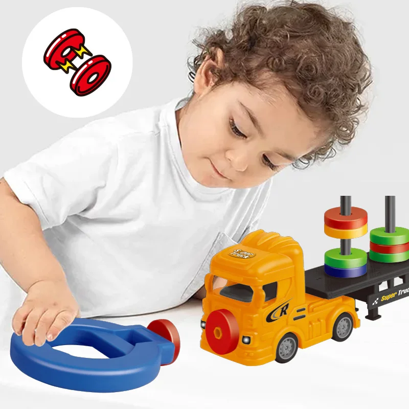 Jeu de pile à grandes particules 3D pour enfants, anneau magnétique, remorque magnétique, jouets pour enfants, formation du sens, Construction spatiale, jouet magnétique