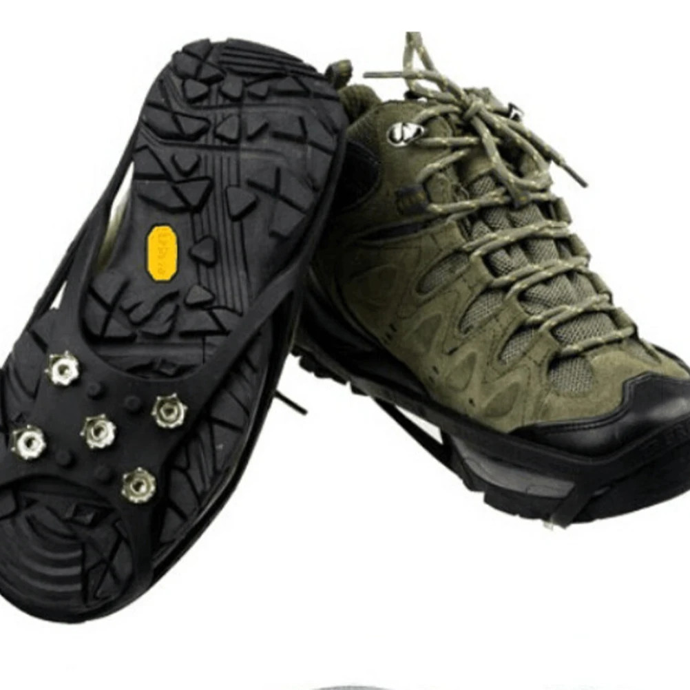 

1 Pair 5- Shoes Cover Non-Slip Stretchy Snow Ice Climbing Spikes Grips Crampon Cleats Shoes Accessories (Size L)