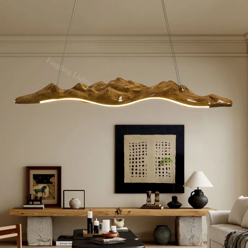 

Wabi-sabi Resin Hill Shaped Pendant Lights Tea House Dining Room Bedroom Bar LED Hanging Lamp Fixtures Indoor Decor Lighting