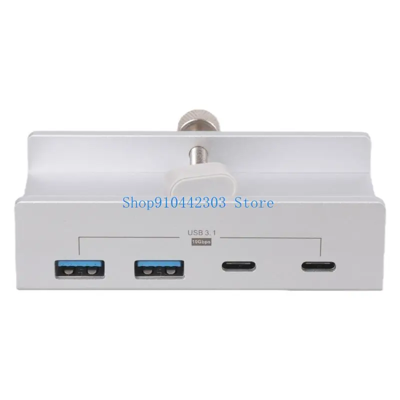 

652F USB C Hub Clamp Aluminum 4 Port USB 3.1 USB C Data Port Desktop PC Power