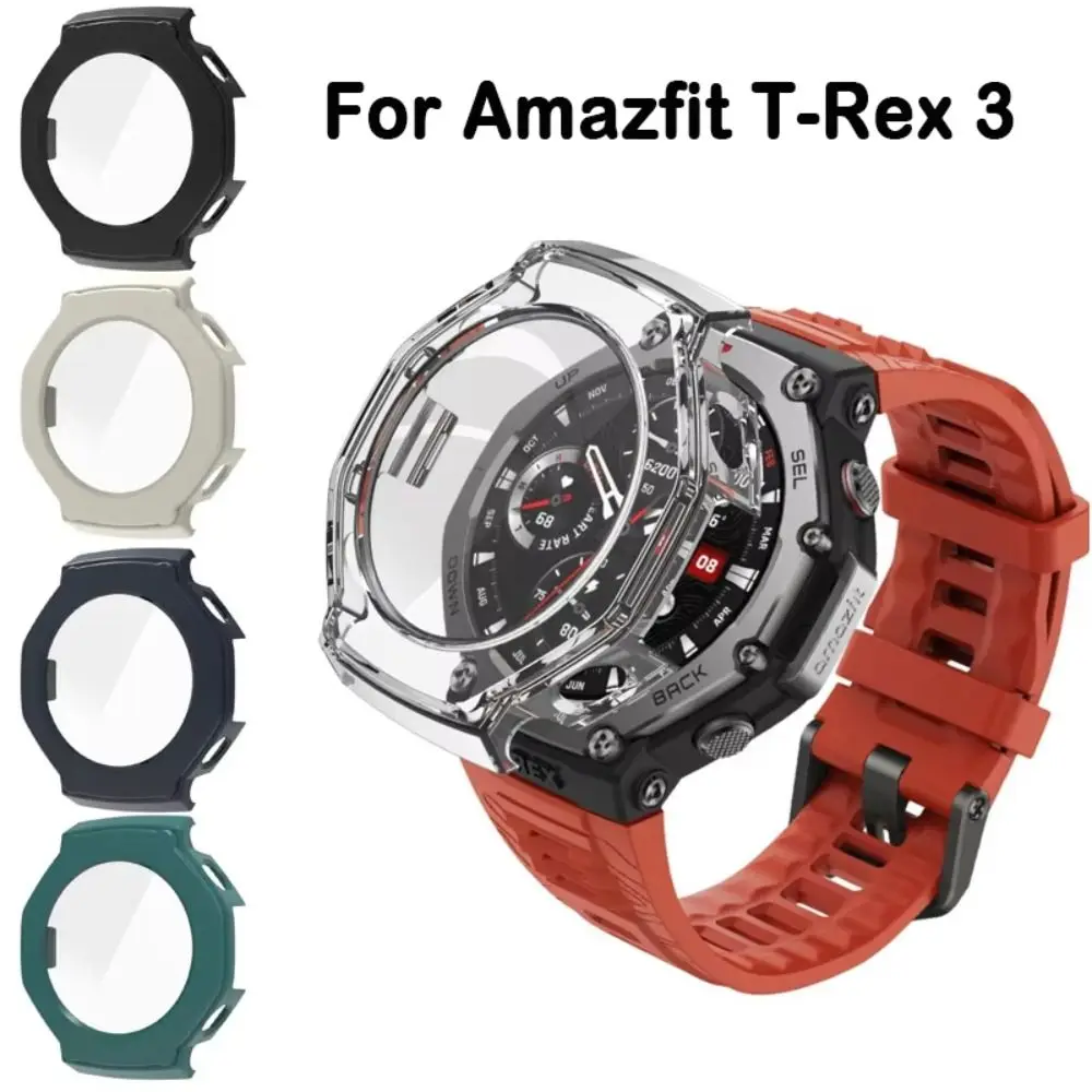 Hard Edge Shell Glass Screen Protective Case Film Smartwatch Frame Case For Amazfit T-rex 3 Smart Watch Protective Bumper Cover