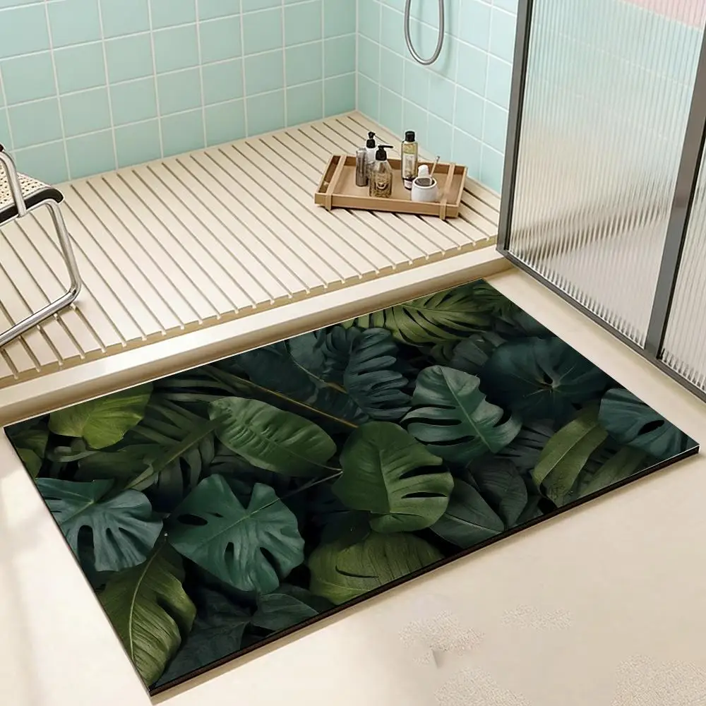 Floor Mat  diatom mud bathroom absorbent floor mat toilet toilet stepping mat anti-slip mat home entrance mat N-Nordic Plant