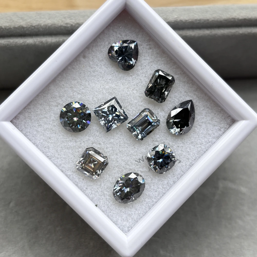 Multiple shapes Loose Moissanite Stone Gemstone Grey Color VVS1 Bright 0.5-5ct With GRA Certificate Best Quality