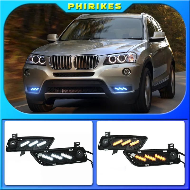 

1 Pair Car LED Daytime Running Light Signal DRL LED Fog Light Cover For BMW X3 F25 E83 DRL 2009 2010 2011 2012 2013