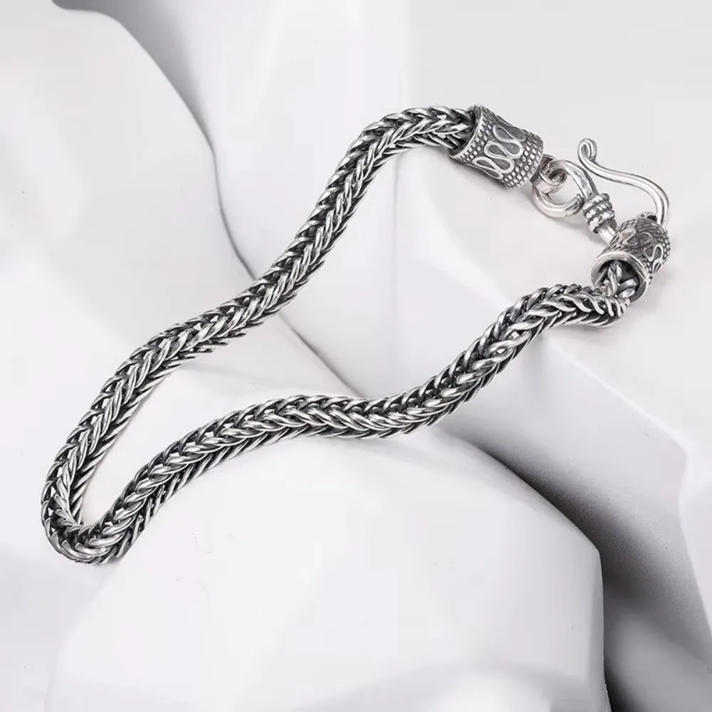 Stainless Steel Woven Bracelet Rust Resistant Vintage Chain Bracelet Punk Braided Design Dragon Bone Bracelet Unisex Jewelry