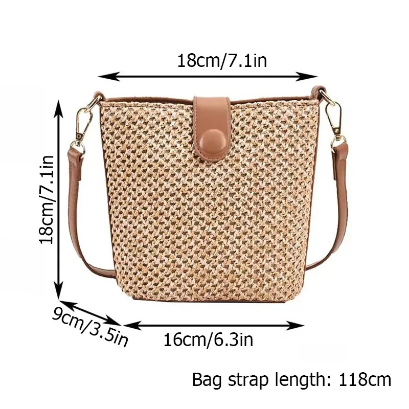 Bolsa de ombro tiracolo feminina, carteira casual com zíper, pequena bolsa de praia, moda verão, 1pc