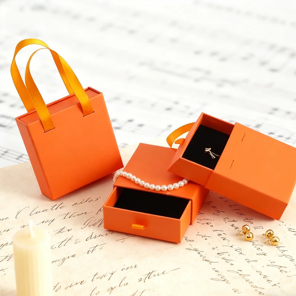 

24 шт., оранжевая бумага, дорожный ящик для ювелирных изделий, подарочный органайзер для женщин, мужчин и девочек, портативный органайзер для хранения серег, колец, ожерелья