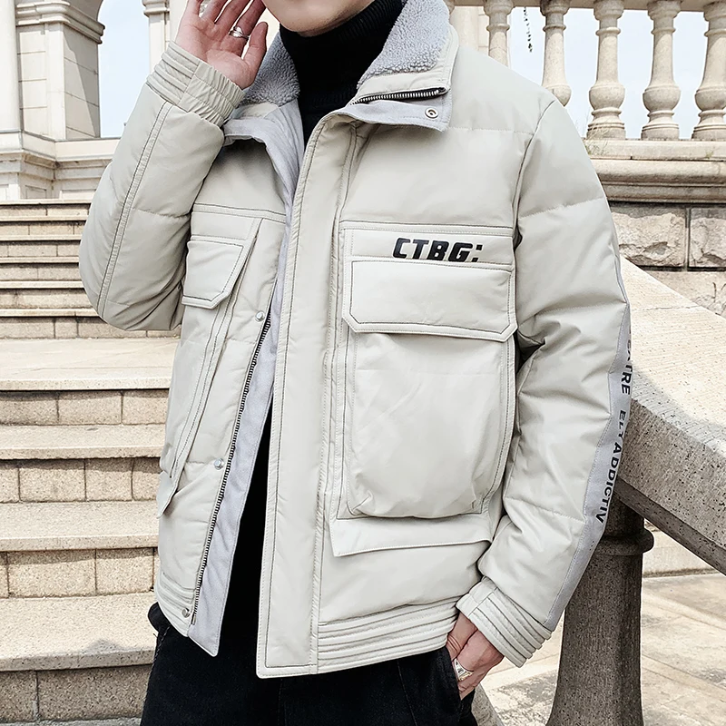 Quality Nice Winter Pop Thicken White Down Jacket Outwear Mens Zipper Parkas Warm Duck Coats Male Oversized M-4XL Tops Clothing