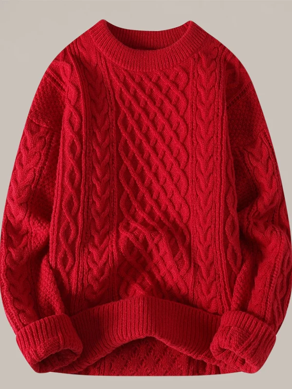 

Thiened Fce Men's Knitted Sweater Student Sle Base Layer Korean Trendy Winter Warm ort Sve round Ne Pullover