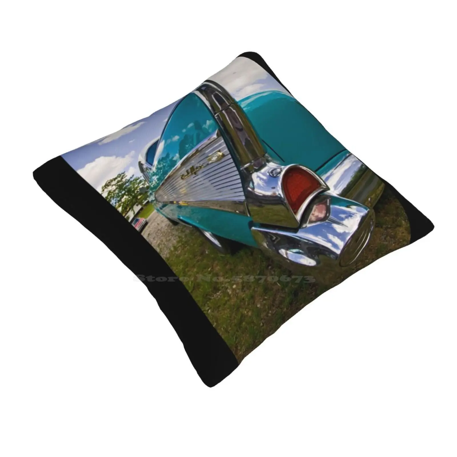 1957 Belair Tail Fin Pillowslip Pillowcase 1957 Belair Bel Air Classic Car Tail Fin Chrome Vintage