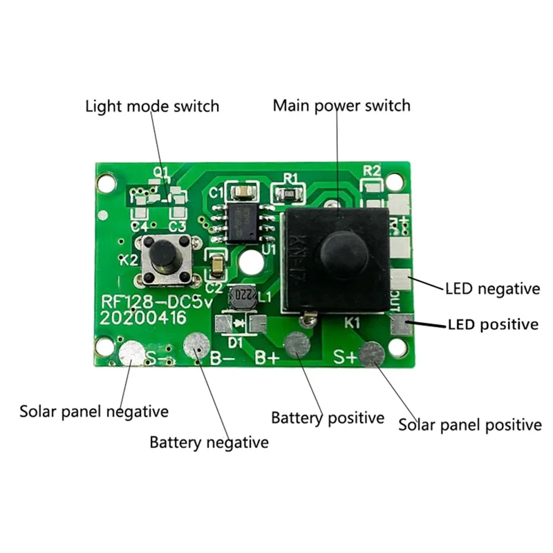 Placa De Circuito Com Interruptor, Solar Lamp String, Painel De Controle De Luz De Rua, Módulo De Controlador, 1.2V