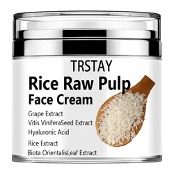 Rice Cream for Face, Rice Raw Pulp Face Cream, Rice Cream Moisturizer for Moisturizing Skin, Shrink Pores, Rice Extract Anti Agi
