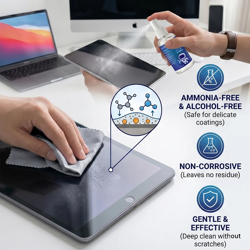 50ml Screen Cleaner Spray Kit with Microfiber Cloth, Alcohol-Free Liquid Solution for TV LCD Monitor Laptop Phone, Streak-Free