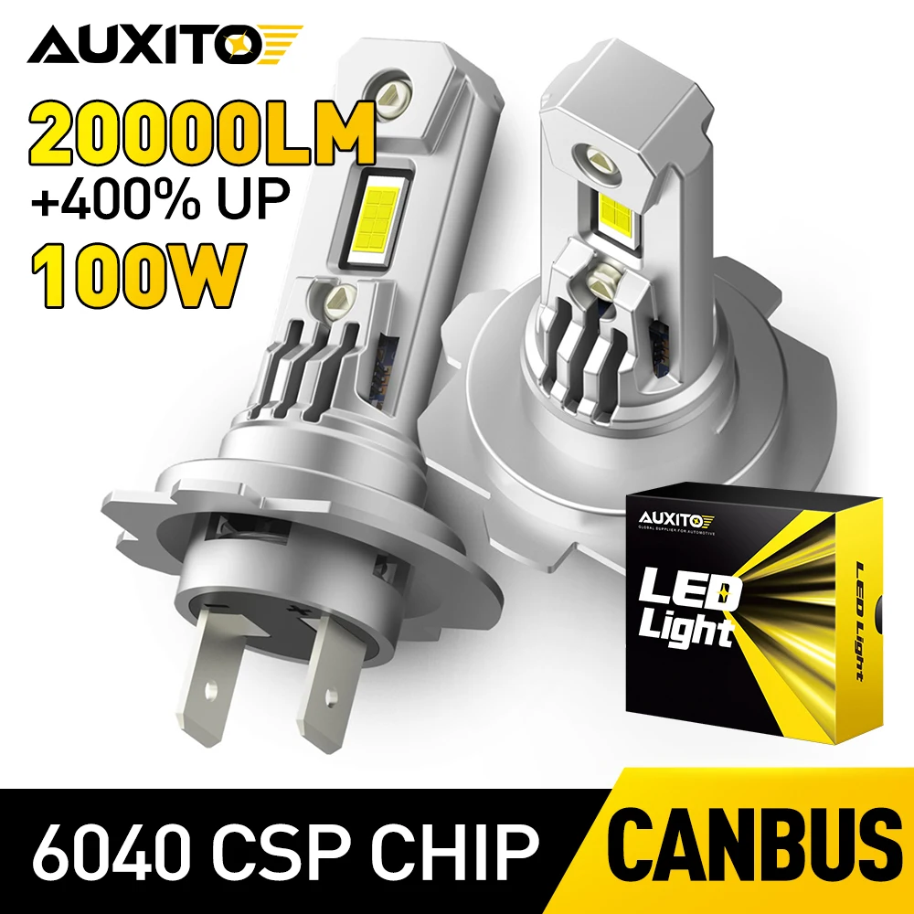 AUXITO 2szt Turbo H7 LED Canbus Światła samochodowe 100W Reflektor bez błędów Do Audi A5 A3 V8 Q5 A4 B8 A4 Ford Focus BMW E46 Opel Zafira B