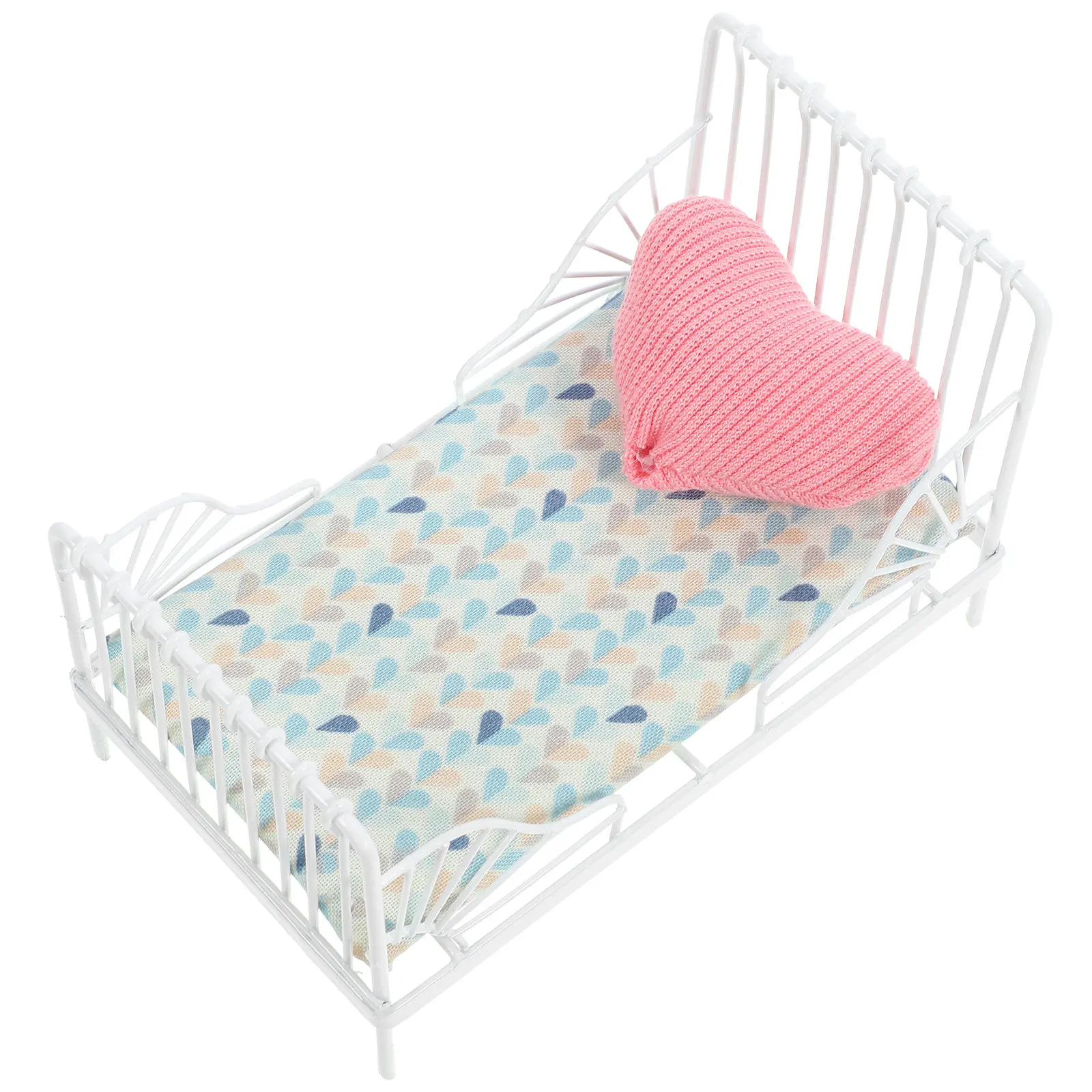 

1Set Mini Iron Bed Pillow Set for Dollhouse Vintage Cozy Bedroom Scene Realistic Miniature Furniture Accessory Decor