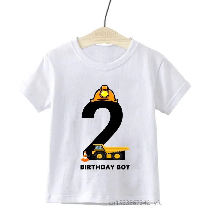 Baby Kids Muck Truck Birthday Number Name Print T Shirt Children Birthday Car T-shirts Boy&Girl Funny Gift Tshirt Present