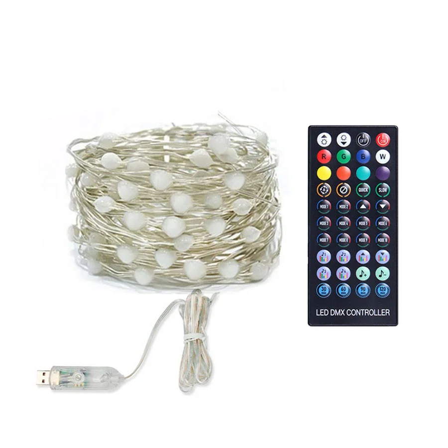 Nieuwe 20/10M Usb Smart Bt/App Bediening Kerstboom Kerstverlichting Buiten Koperdraad Licht Voor Feest Bruiloft Slinger Decor