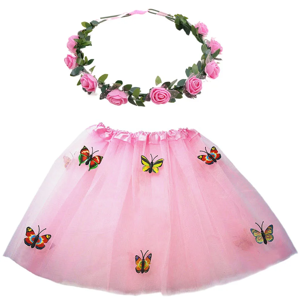 Falda de princesa para niña, tutú de tul, corona de flores, diadema, fiesta de boda, baile, regalo de cumpleaños, disfraz, Cosplay, Halloween y Navidad