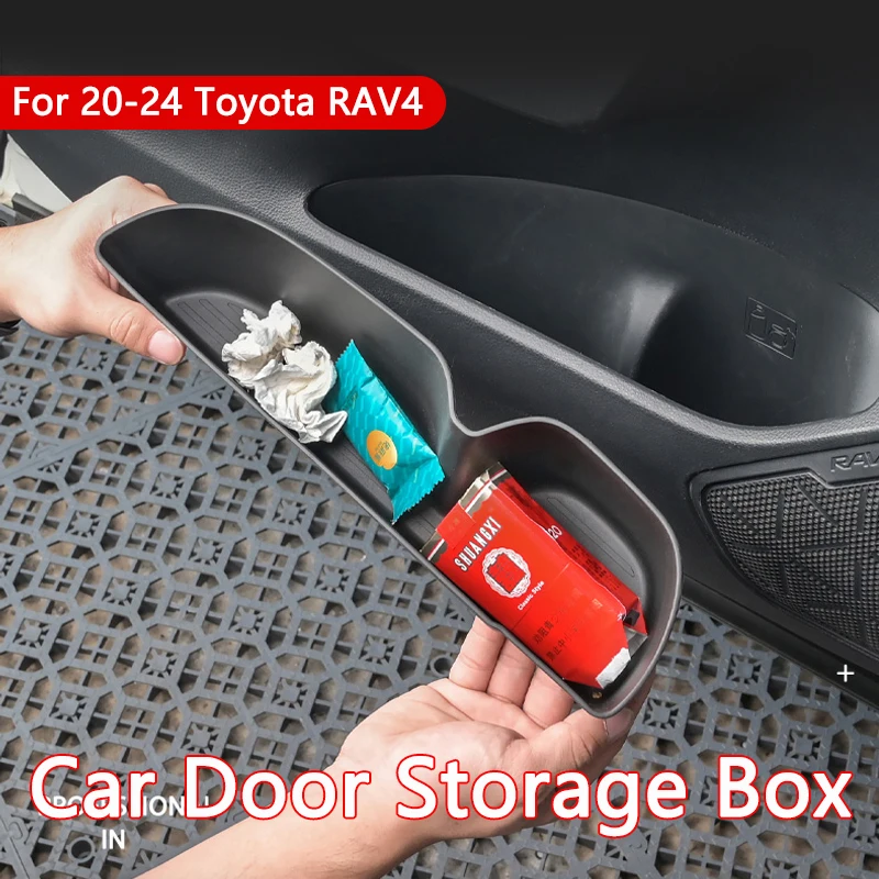 

Car Door Storage Box Organizer TPE Front Rear Door Storage Box Tray Washable Fits For Toyota RAV4 2020-2024 Interior Accessories