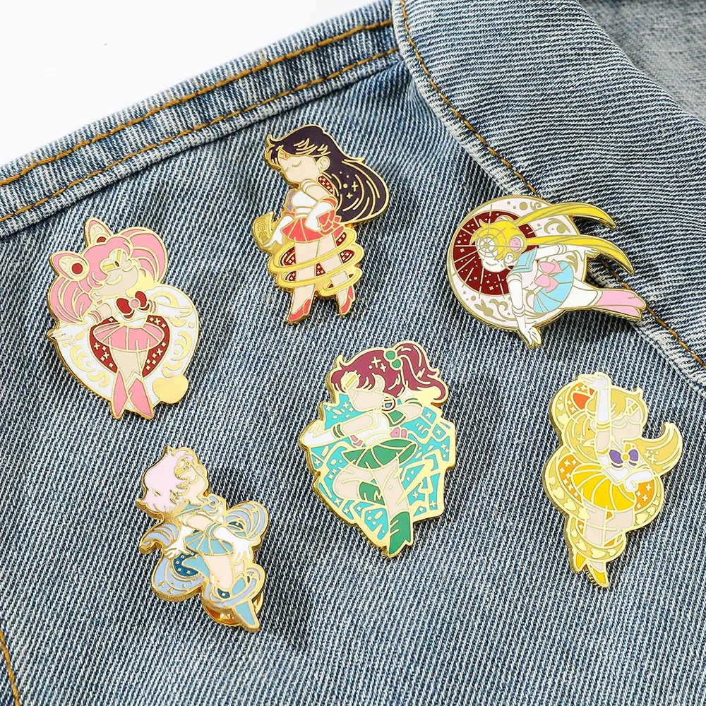 Anime Japanese style unique stylish sweet girl series enamel brooch cute moon princess alloy pin bag decor accessory gift toy