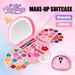 Kids Beauty Toys Makeup Kit Little Bag Washable Pretend Play Cosmetic Set Toys with Mirror Non-Toxic & Safe Birthday Gifts Girl