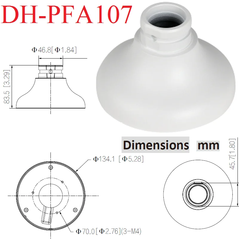 White ABS Plastic Hemispherical Universal Bracket Rod Wall Mount for CCTV Dome Turret Camera Built-in cavity for hidden cableera