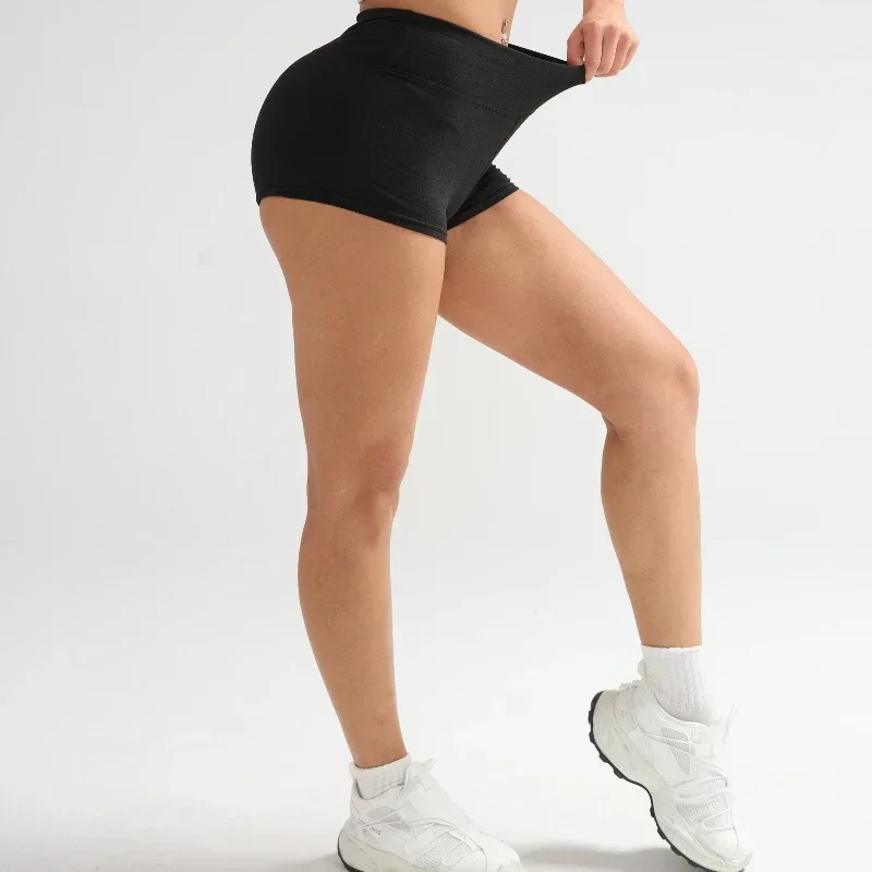 여성 눈부심 방지 피트니스 반바지 복숭아 엉덩이 스포츠 반바지 레깅스 요가 반바지 비 롤링 가장자리 체육관 운동 반바지 여름