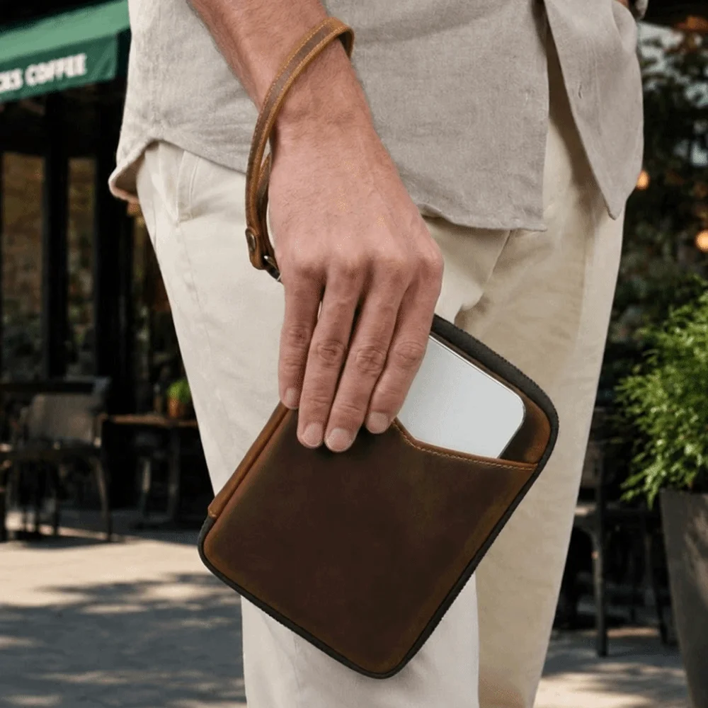 School Supplies Genuine Leather Pen Case Vintage 5 Slots Stationery Case Portable Multi-functional Pencil box Travel