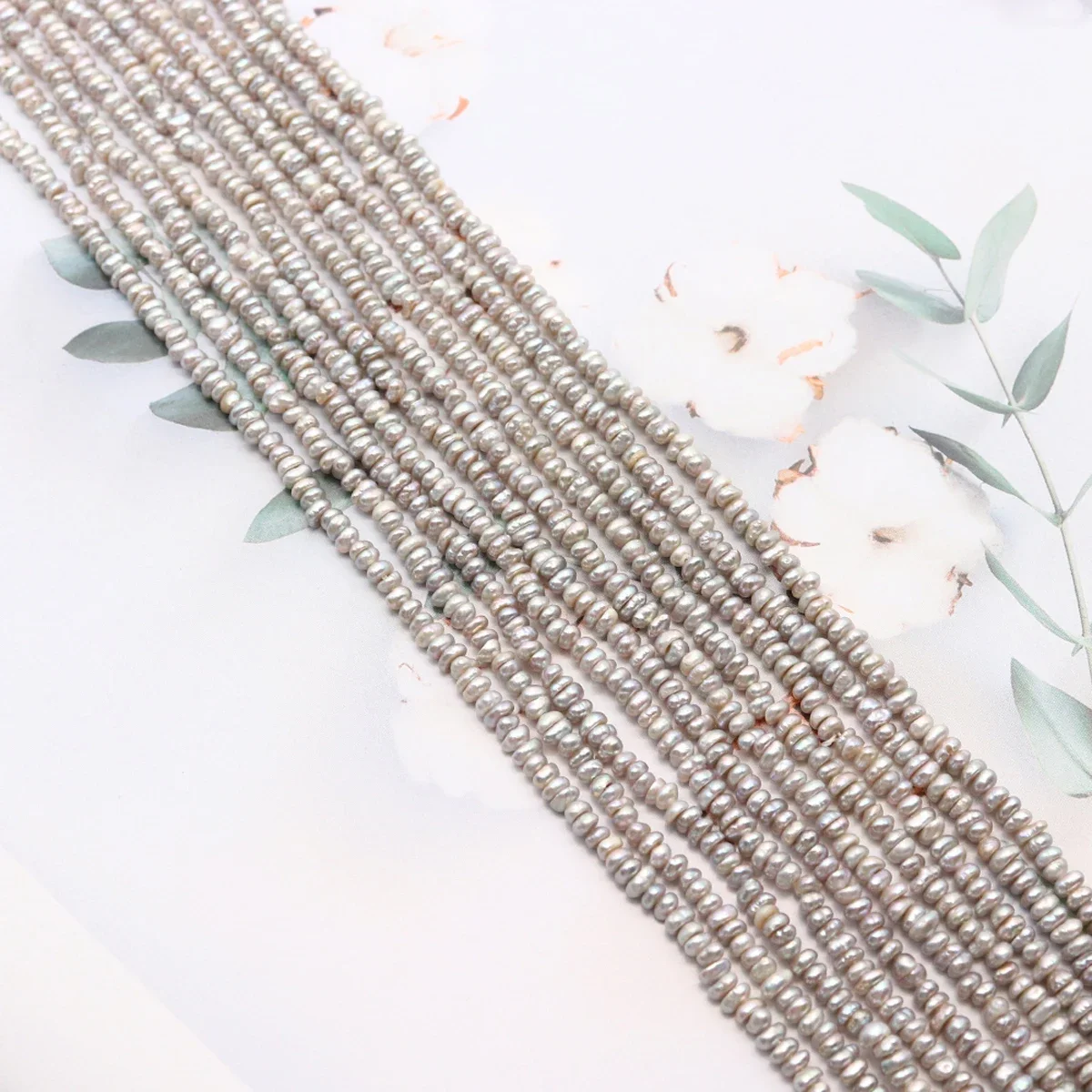 

2-3mm4A Genuine Natural Freshwater Gray Irregular Small Flat Pearl Isolated BeadJewelry Make DIY Necklace Bracelet Accessories