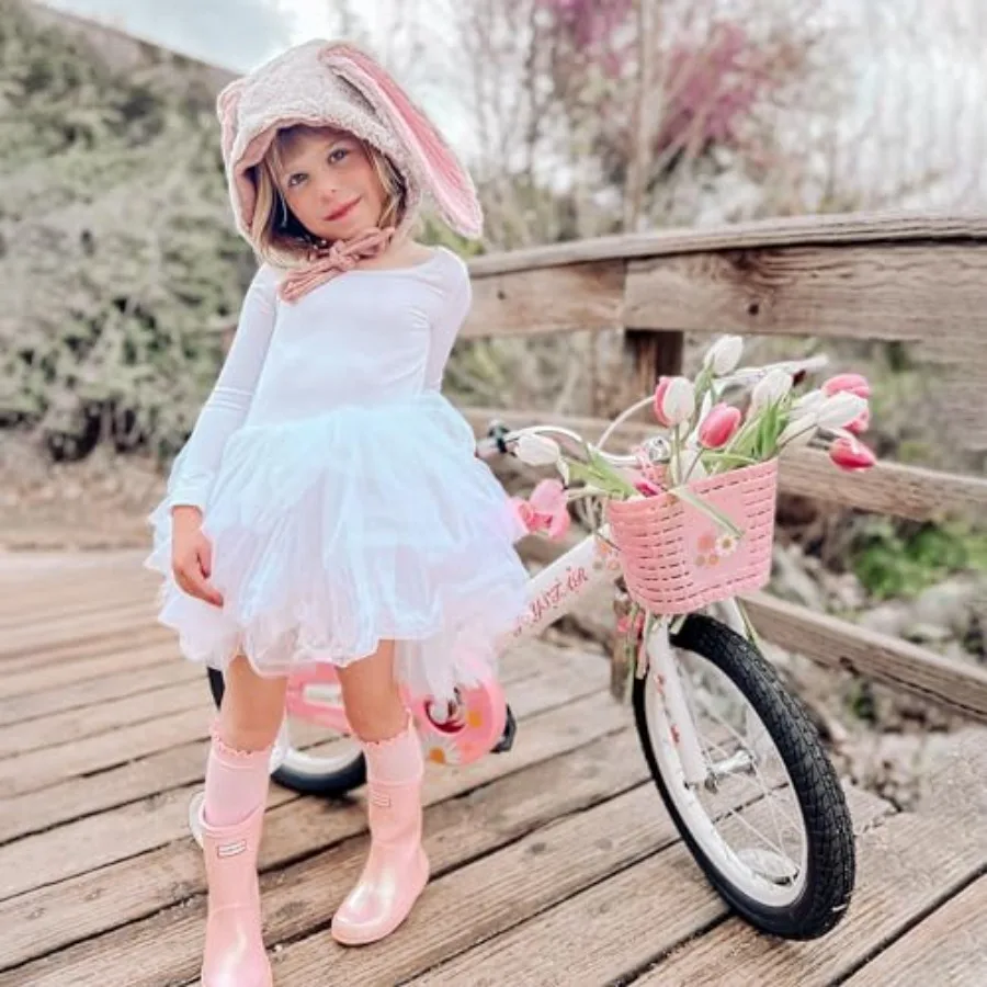 Versatile 12 14 16 Inch Bike for Boys and Girls Ages 2-7 Years with Doll Bike Seat and Streamers for Girls Flag and Number Plat