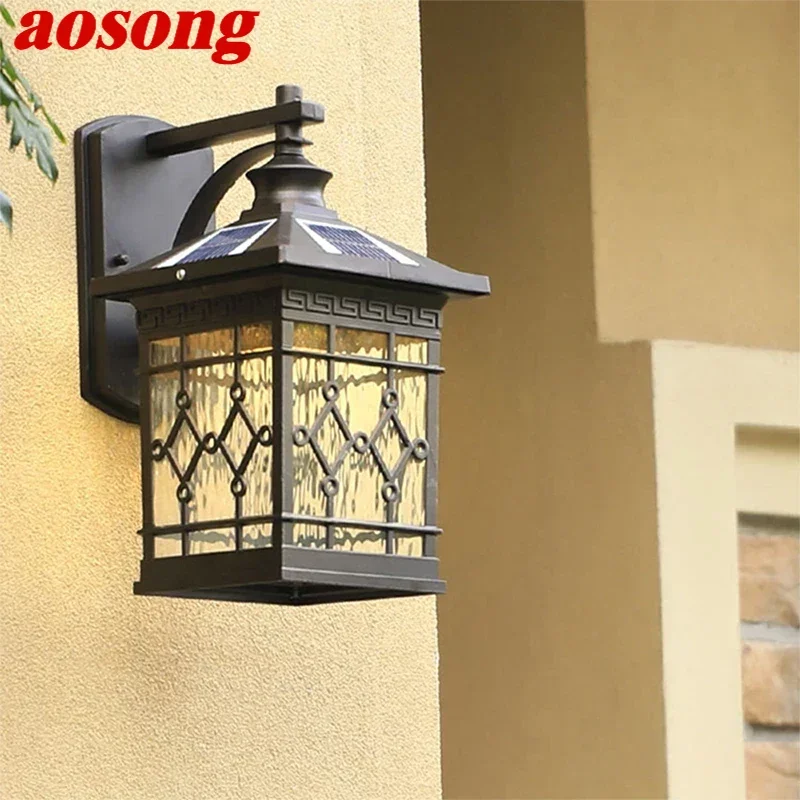 

AOSONG Contemporary Solar Outdoor Wall Lamps Simplicity Waterproof Creative Balcony Hallway Courtyard Villa Gate Hotel