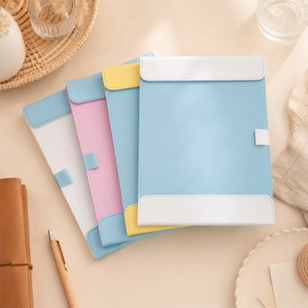 Durable PU Leather A4 Clipboard Double-Clips Multi-Function A4 File Folder Magnetic Document Paper Holder Meeting