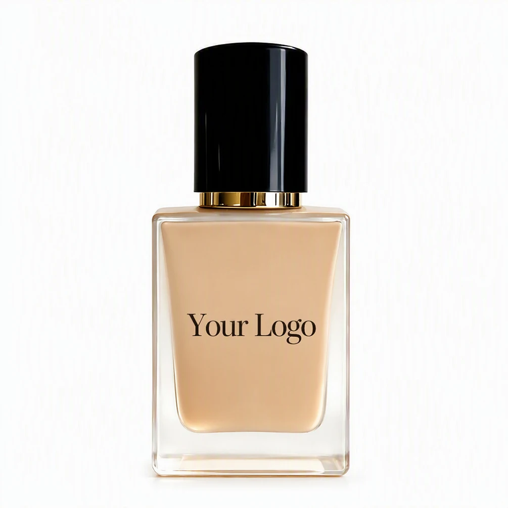 Private Label Liquid Foundation Men's Cosmetic Brighten Full Coverage Custom Logo Natural Waterproof Vegan Makeup Black Lid