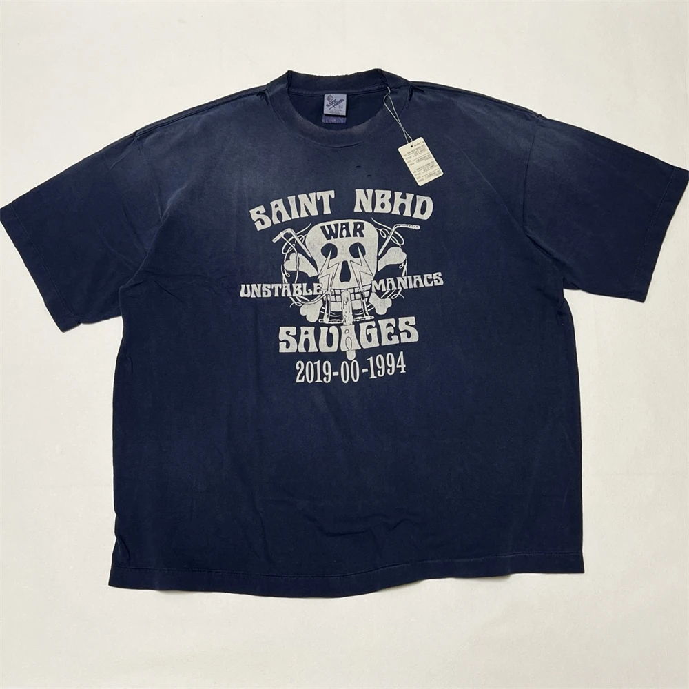 

Washed Blue Saint NBHD T Shirt Men Women 1:1 High Quality Tee Tops T-Shirt