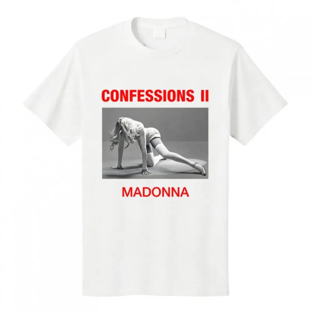 Madonna Confessions II Album T Shirt Men Women Pop Star Portrait Graphic Crew Neck Cotton Vintage Music Fan Tee