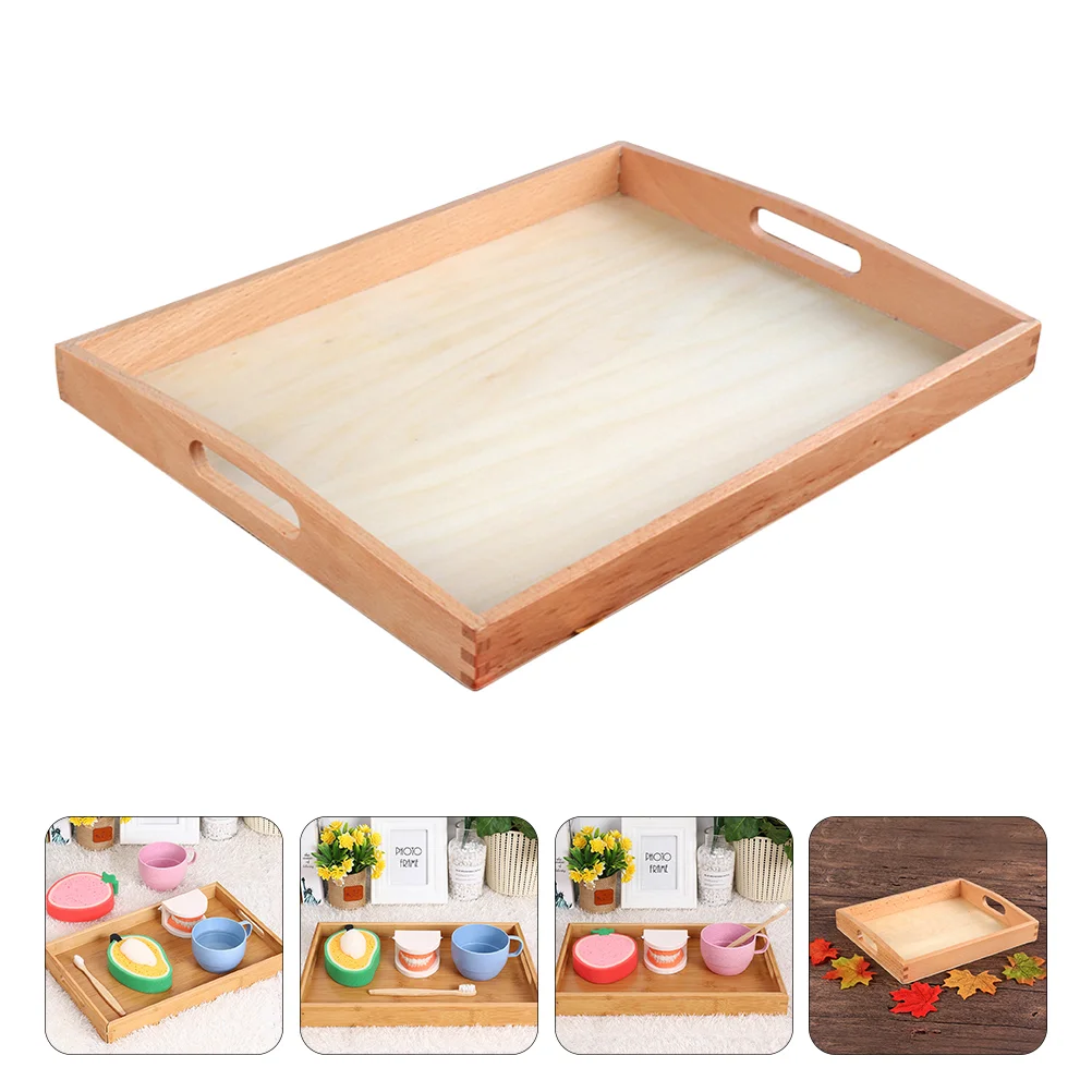 Montessori Tray Teaching Aid Interactive Toy Educational Playthings Children's Toys Decor Aids Rectangle Storing