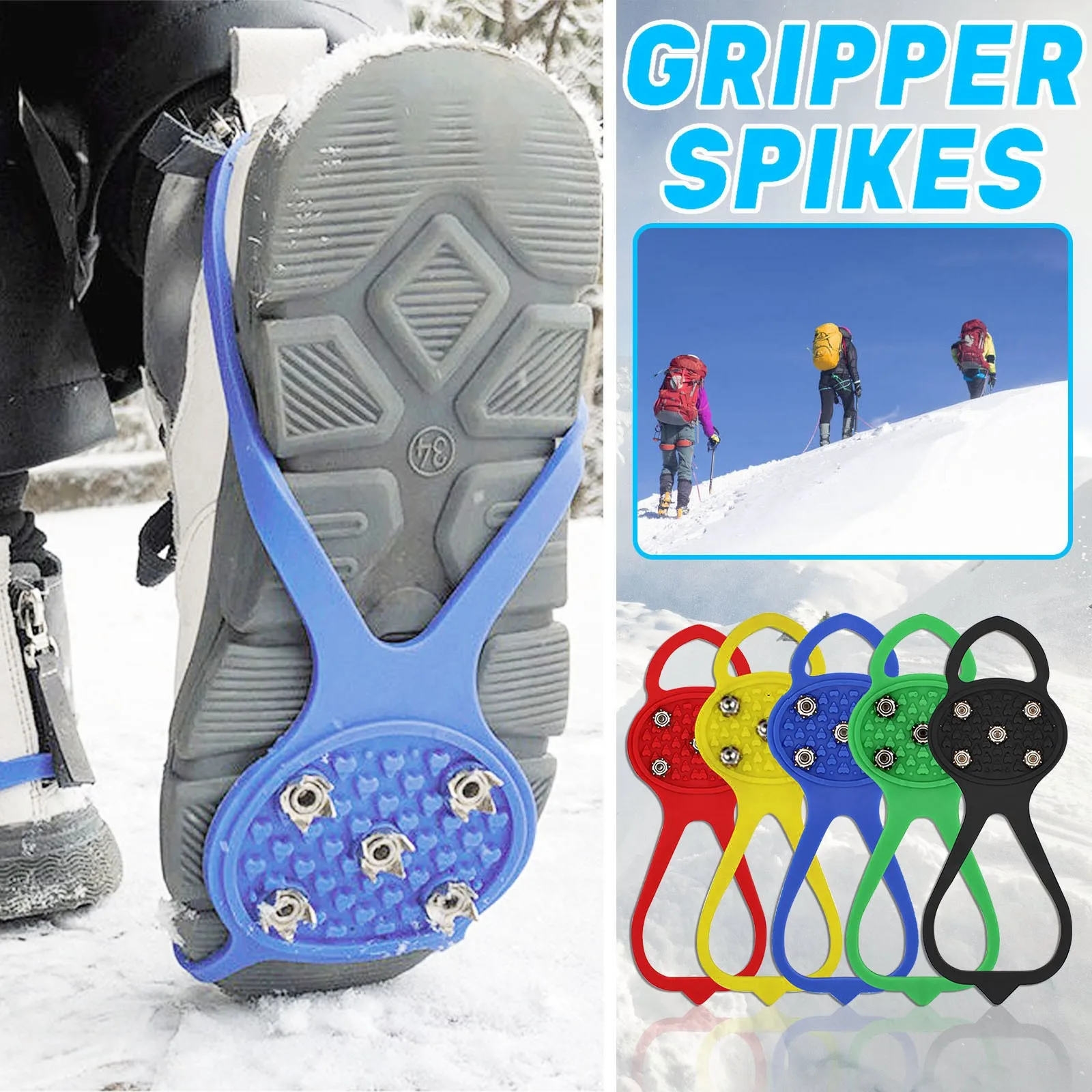 New Non-slip Snow Cleats Shoes Boots Cover Step Ice Spikes Grips Crampons For Hiking Winter Walking Climbing Fishing Anti-slip