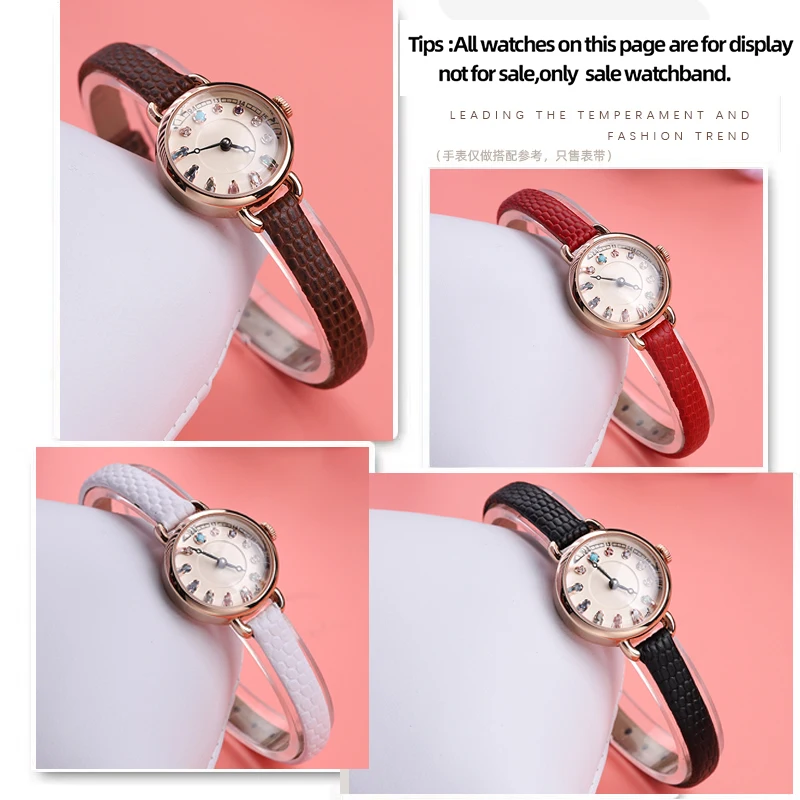 6mm 8mm 10mm 12mm 14mm Lizard Design Watch Strap For Casio Rose Fossil Rosemont RS045 Watchband Small Size Women's WristBracelet