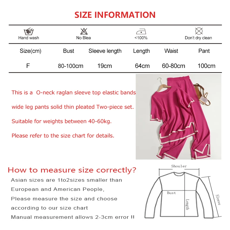 ITOOLIN Women Summer 2 piece Split Knit Shirt High Waist Pants Set Short Sleeved Top Loose Straight Trousers Set Women Chic Suit