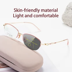 VICKI Stylish Lady Comfortable Elegant Light Half Frame Can Be Customized Prescription Multi-focus Glasses PhotochromicG6017ADY