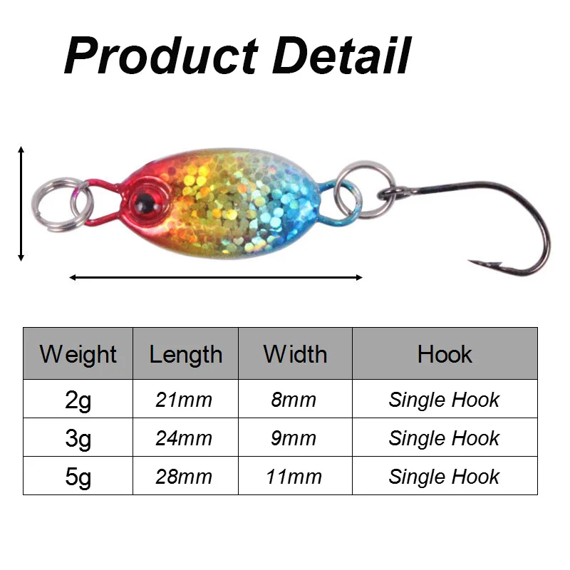 YUCONG 12PCS Micro Jigs Baits 2g-3g-5g Metal Spoon Wobblers Mini Sequins Fishing Lures Shore Casting Spinner cebos Peche lurre